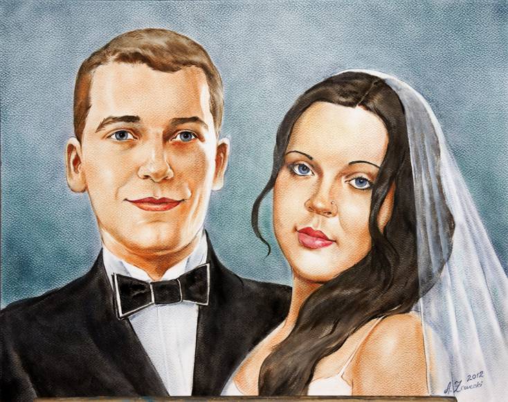 portret ślubny kolor suchy pędzel portret ślubny 1