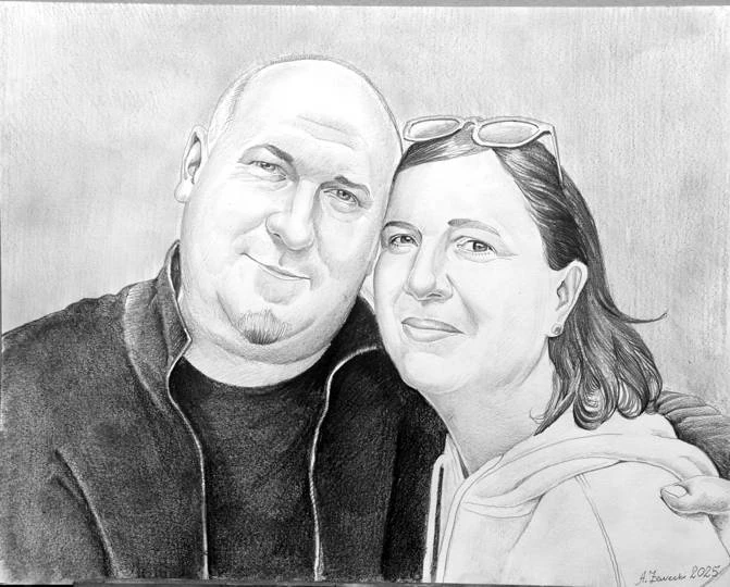 portret dla męża na rocznicę portret pary ołówkiem na prezent