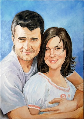 portret pary farb olejn