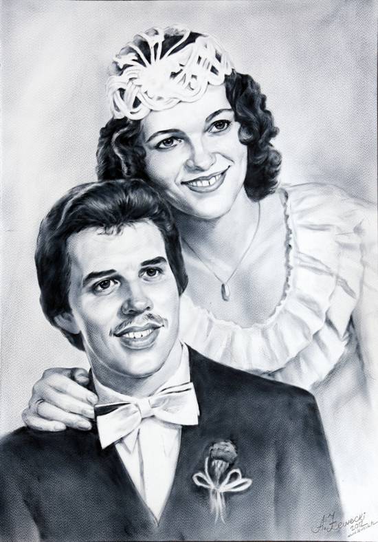 Portret ślubny suchym pędzlem portret ślubny 2